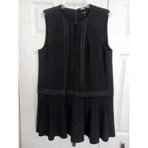 ME AND EM Black Sleeveless FRONT Button SHORT Fit & Flare Swing DRESS UK14 US 12